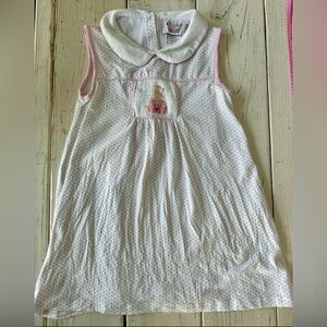Smocked Princess Castle Polka Dot Bishop Collar Dress